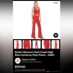 Rolla's Red Corduroy Flare Pants